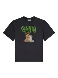 Футболка с графичным принтом Ganni, серый