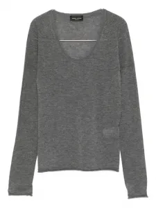 Джемпер с вырезом "лодочка" Roberto Collina, серый