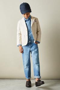 Однобортный блейзер в мелкую клетку Aphrodite Reiss, серый