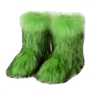 Женские ботинки из искусственного меха, пушистые, с круглым носком, замшевые зимние ботинки для снега, с плоским каблуком, удобные, теплые плюшевые снегоступы Generic, Light Gray