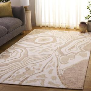 Ковер SAFAVIEH, 122 x 183 см, - коллекция Ebony - бежевый и цвет слоновой кости, ручной работы из шерсти, идеально для гостиной, спальни, столовой (EBN779B)