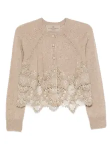 Кардиган с кружевом Ermanno Scervino, коричневый