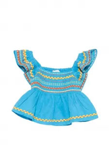 Топ с оборчатым воротником Stella McCartney Kids, синий