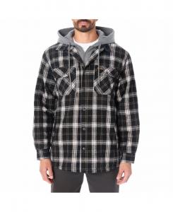Мужская фланелевая рубашка-куртка с капюшоном и подкладкой из искусственного меха (шерпа), с вставкой Smith's Workwear, Black/cream-621