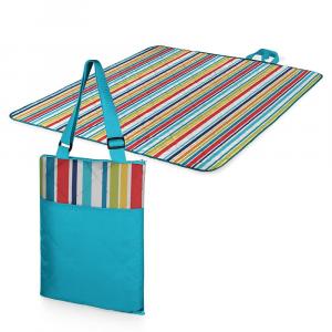 Одеяло и сумка для пикника на открытом воздухе Picnic Time Vista, цвет Aqua Blue Stripe