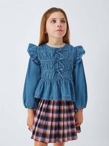 Детский джинсовый топ с бантом John Lewis, Blue, White