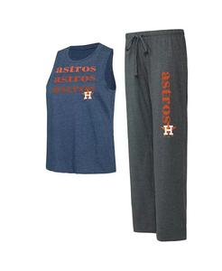 Женский комплект для сна Houston Astros Meter Muscle, майка и штаны цвета уголь и темно-синий Concepts Sport