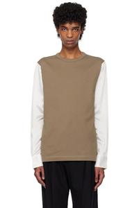 Футболка с коричневыми и белыми вставками Dries Van Noten