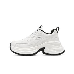 C°BANNER Износостойкие низкие массивные кроссовки женские - белый черный (с флисовой подкладкой), цвет White Black (Fleece-Lined)