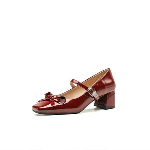 Туфли Мэри Джейн на массивном каблуке 5 см, женские Varib, Red
