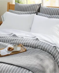 Сатиновые простыни с вышивкой, плотность ткани 400 TC Lands' End, Warm Graphite Dots