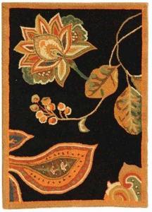 Ковер SAFAVIEH, 77 x 122 см, Chelsea Collection, Black & Orange, ручной работы в стиле French Country из шерсти, идеален для помещений с высокой проходимостью: прихожая, гостиная, спальня (HK209C)