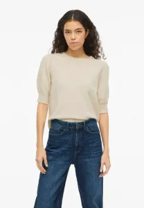 Базовая трикотажная футболка с коротким рукавом Vila, Super Light Natural Melan