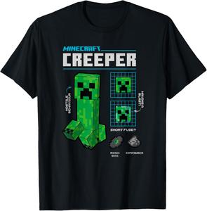 Футболка с изображением схемы крипера из Minecraft, черная (black 19-3911tcx), размер S