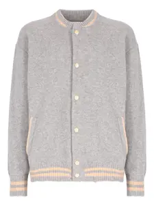 Вязаный бомбер на кнопках Laneus, серый