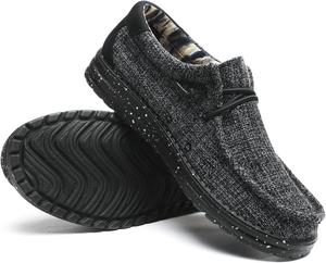 Мужские летние лоферы JSWEI, машинная стирка, шнуровка, повседневные слипоны, легкие, удобные с мягкой подошвой, для прогулок и путешествий, на пляж, подарок для мужчин, растягивающиеся лоферы, черный