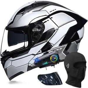 Шлем модульный ACLFFSHOP Bluetooth, белый / серый