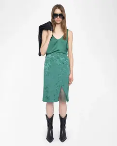 Юбка Julen 100% шелк с кружевом Zadig & Voltaire, зеленый