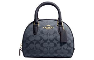 Сиднейская холщовая сумка через плечо с кожаными деталями маленького размера для женщин темно-синий COACH