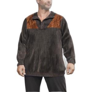 Мужской свитер KingSize с нашивками и воротником-стойкой Boulder Creek, Dark brown