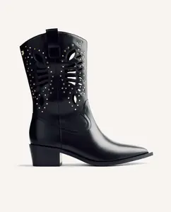 Женские сапоги средней высоты в ковбойском стиле с заклепками Gioseppo, черный