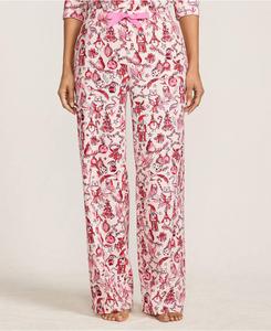 Женские фланелевые брюки для сна с широкими штанинами Lands' End, Pink/red festive critters