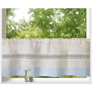 Шторка Scheibengardine Alicia с держателем на штангу, 1 шт., туннель для стойки, не просвечивается, с каймой, край, гардина, размер ВxШ 45x120 см, штора Weckbrodt, синий