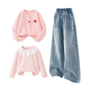 Детская повседневная спортивная одежда Disney, Solid Color Pink+Solid Color Sea Salt Blue+Solid Color Baby Pink