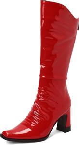 Женские ботильоны на щиколотку с модными широкими каблуками и квадратным носком Klarmar, Red 3