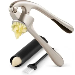 Премиальный набор для измельчения чеснока - нержавеющий и пригодный для мытья в посудомоечной машине профессиональный инструмент для измельчения чеснока Zulay Kitchen, императорское серебро