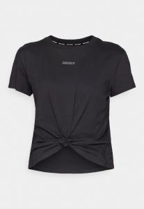 Принт на футболке MINI LOGO KNOT FRONT TEE DKNY, черный