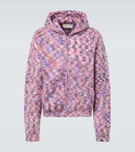 Капюшон кардиган из смесовой шерсти, мохера и хлопка ERL, Pink