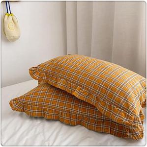 DUYHBAWRS Наволочка в стиле ретро из постиранного хлопка с рюшами