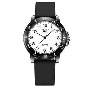 361° Часы мужские с кварцевым механизмом и силиконовым ремешком, белый циферблат