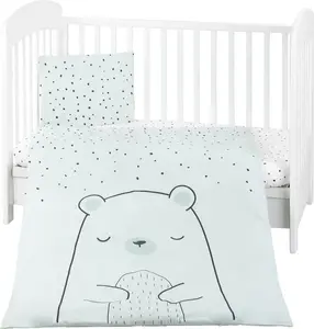 Детский комплект постельного белья "Медведь" (5 предметов): пододеяльник 135 x 95 см, подушка 45 x 35 см, простыня, зеленый Kikkaboo