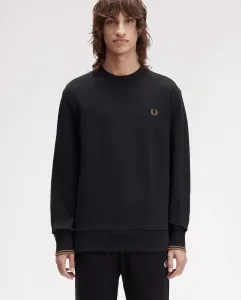 Мужская толстовка с круглым вырезом и отделкой в виде двух полос Fred Perry, черный/оранжевый