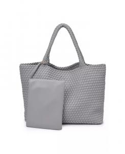 Большая плетеная сумка-тоут Solana Moda Luxe, серый