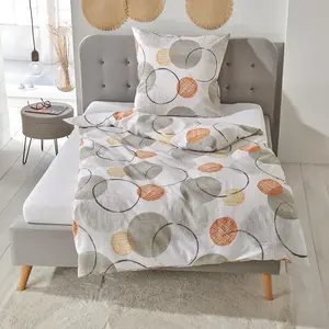 Постельное белье Dream Sleep Seersucker Circles Grey 160x210 см + 65x100 см Traumschlaf