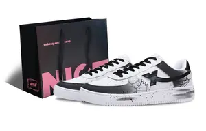 XTEP Кроссовки Air Force One с износостойким и нескользящим покрытием, низкие, для скейтбординга, мужские, черно-белые