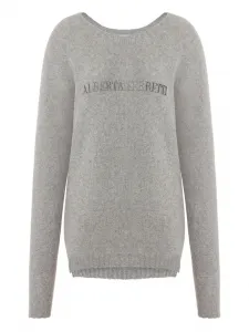 Свитер с вышитым логотипом Alberta Ferretti, серый