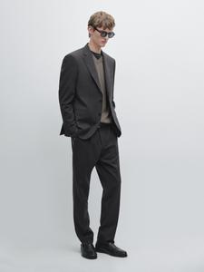 Шерстяные костюмные брюки Massimo Dutti, charcoal