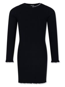 Balmain Kids платье с логотипом и жаккардовым узором в рубчик, черный