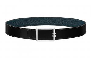 HERMES Ремень мужской из коровьей кожи Tube H, черный/синий, ширина 3,8 см