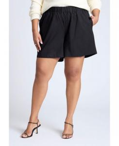 Женские шорты из смеси льна, легко надеваются ELOQUII, Black onyx