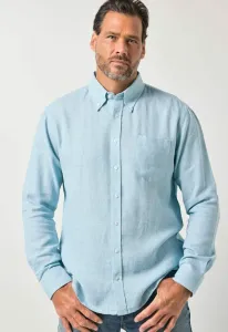 Рубашка с длинными рукавами, двухцветная, современного кроя, с воротником на пуговицах. Jp1880, Turquoise