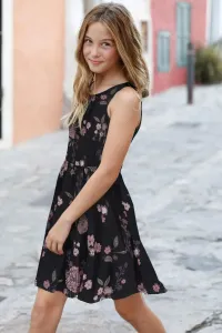 KIDSWORLD трикотажное платье с цветочным принтом, цвет Schwarz-Geblümt-Bedruckt