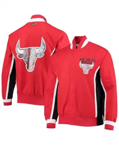 Мужская красная куртка Chicago Bulls Hardwood Classics 75th Anniversary Authentic Warmup на молнии Mitchell & Ness