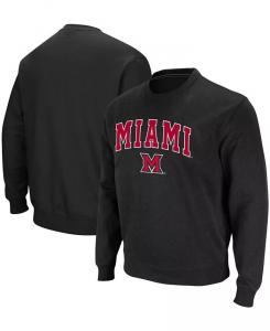 Мужская толстовка Miami University RedHawks Arch Logo с круглым вырезом Colosseum, черный