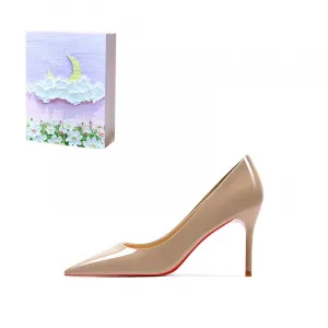 ROBINHOOD Эксклюзивные замковые туфли-лодочки на тонком каблуке 3D Box Slim Heel High Heels Women's - Nude[Purple Moon Galaxy]Box, цвет Nude[Purple Moon Galaxy]Box