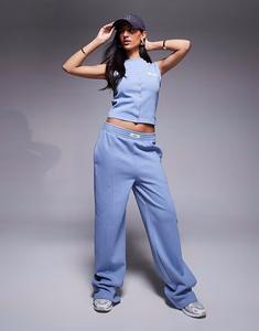 Спортивные брюки из хлопка с логотипом и широкими штанинами, синие Kaiia
